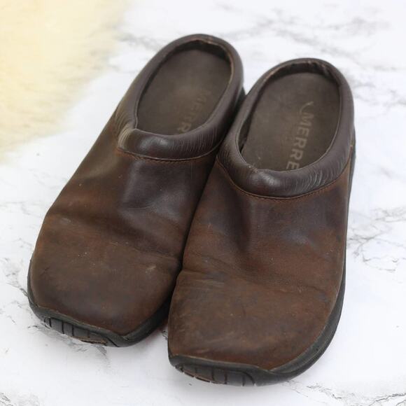 Merrrell Jungle Primo Brown Leather Mules Size 9 Women's - Picture 1 of 4